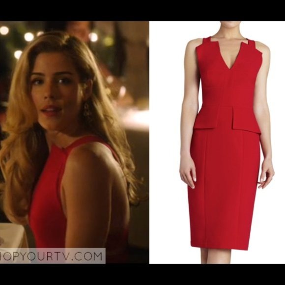 BCBGMAXAZRIA RED ALENA PEPLUM DRESS NWT Size 4 - Picture 3 of 5